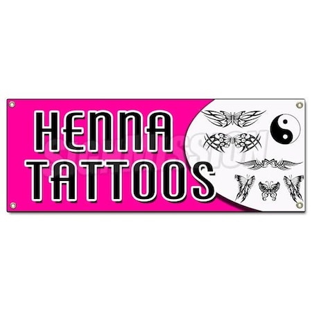 Signmission HENNA TATTOOS BANNER SIGN natural long lasting temporary parlor artist B-Henna Tattoos